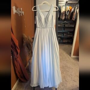 Elegant Pale Blue Bridesmaid Dress